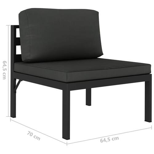 Loungesæt med hynder 3 dele aluminium antracitgrå