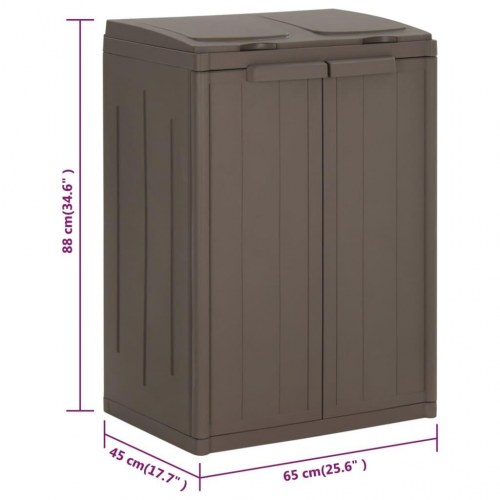 Affaldsspand med 2 låger 65x45x88 cm PP brun