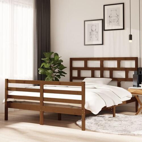Sengeramme 150x200 cm King Size massivt træ gyldenbrun