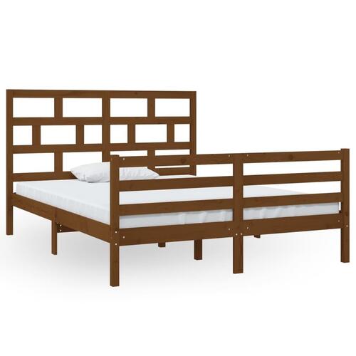 Sengeramme 150x200 cm King Size massivt træ gyldenbrun