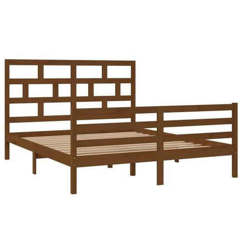 Sengeramme 150x200 cm King Size massivt træ gyldenbrun