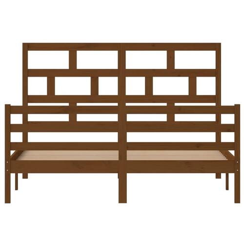 Sengeramme 150x200 cm King Size massivt træ gyldenbrun