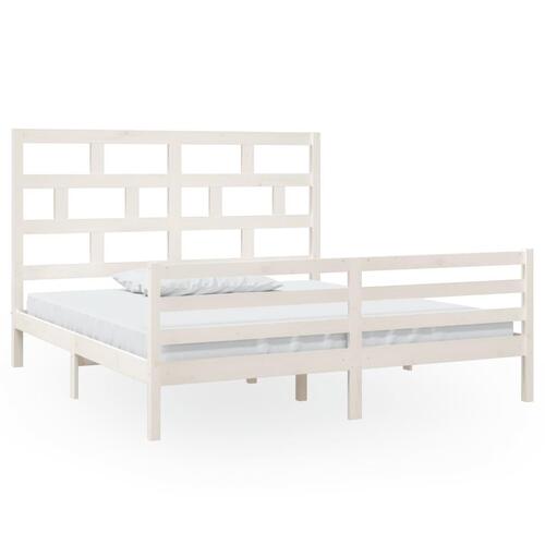 Sengestel 180x200 cm Super King massivt fyrretræ hvid