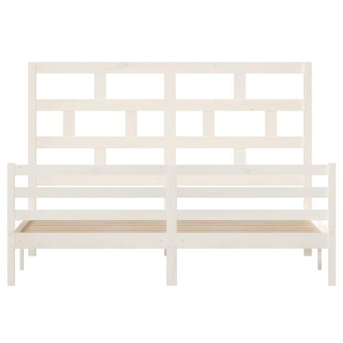 Sengestel 180x200 cm Super King massivt fyrretræ hvid