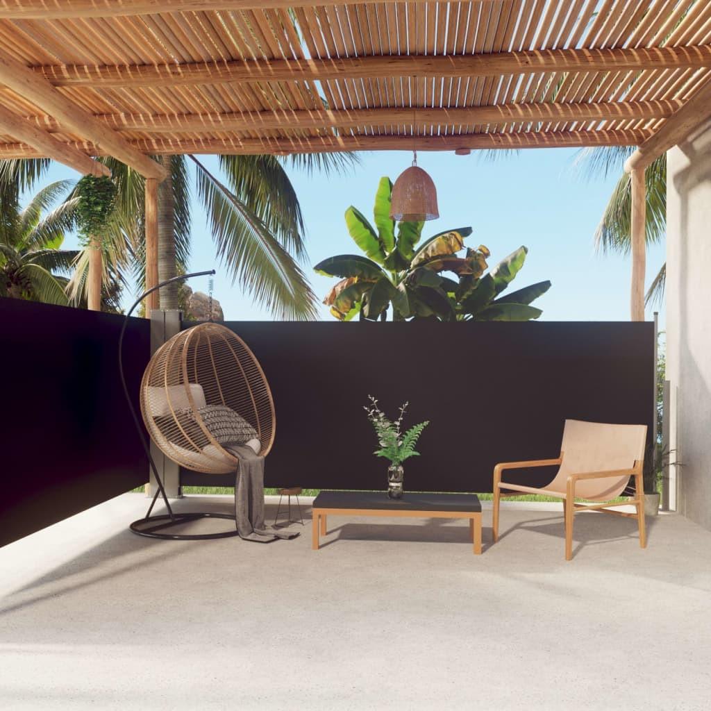 Sammenrullelig sidemarkise 140x600 cm sort