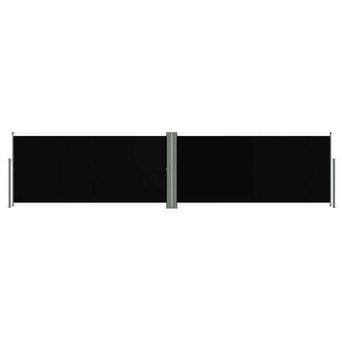Sammenrullelig sidemarkise 140x600 cm sort