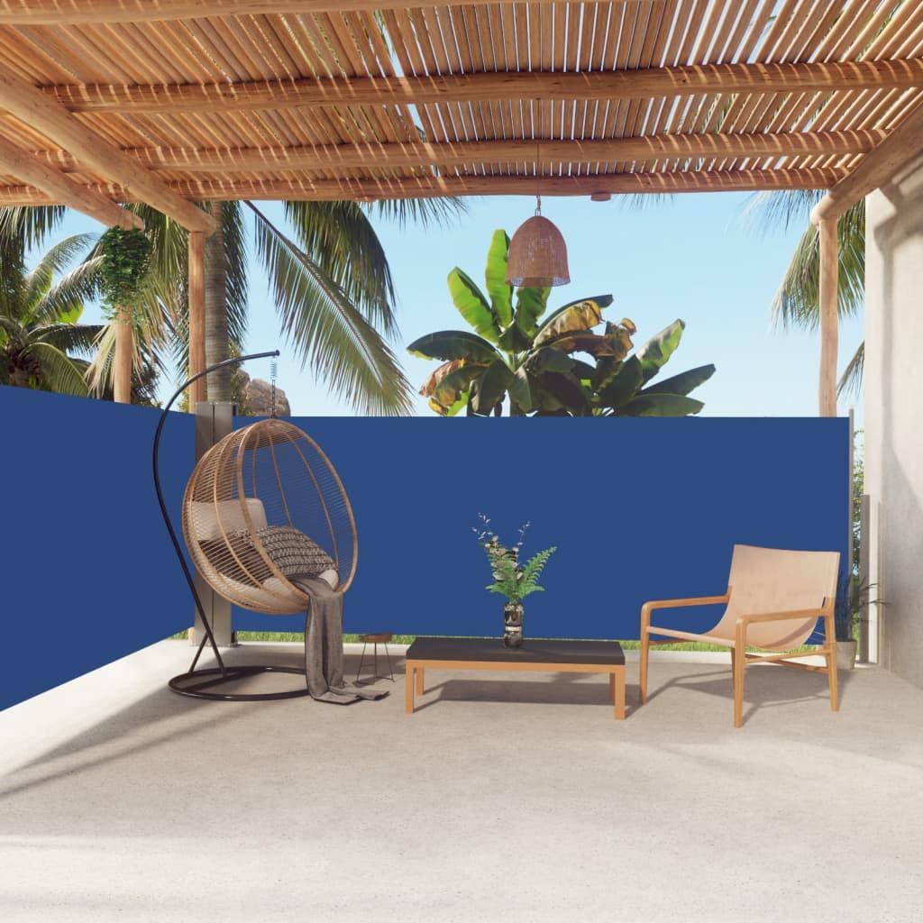 Sammenrullelig sidemarkise 140x600 cm blå