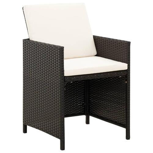 Havestol med skamler 4 dele polyrattan sort