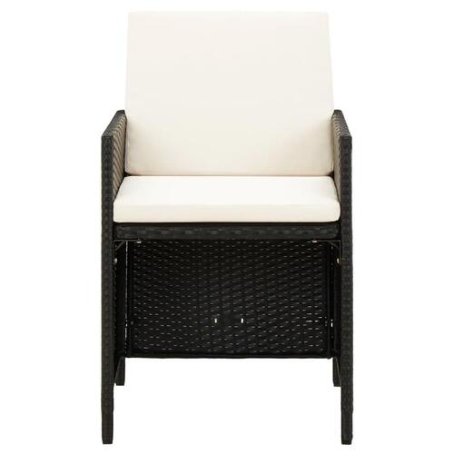 Havestol med skamler 4 dele polyrattan sort