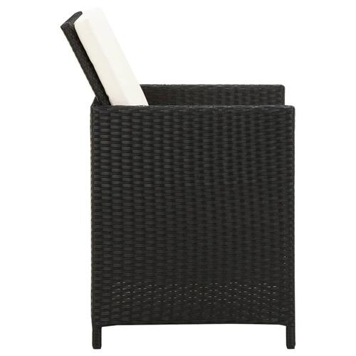 Havestol med skamler 4 dele polyrattan sort