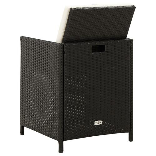 Havestol med skamler 4 dele polyrattan sort