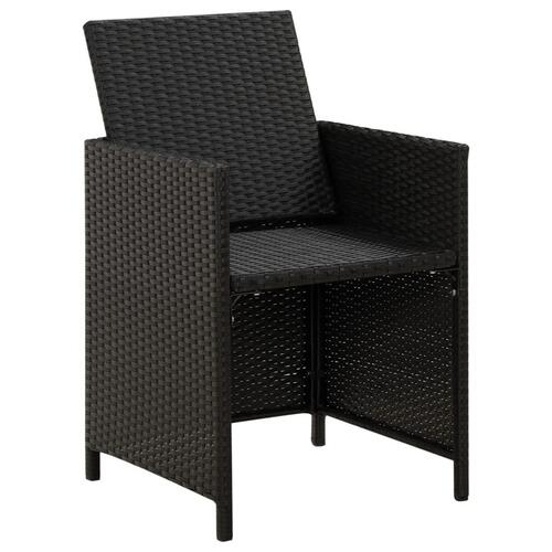 Havestol med skamler 4 dele polyrattan sort
