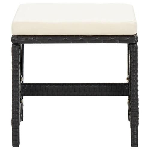 Havestol med skamler 4 dele polyrattan sort