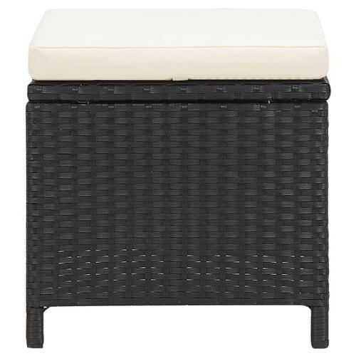 Havestol med skamler 4 dele polyrattan sort