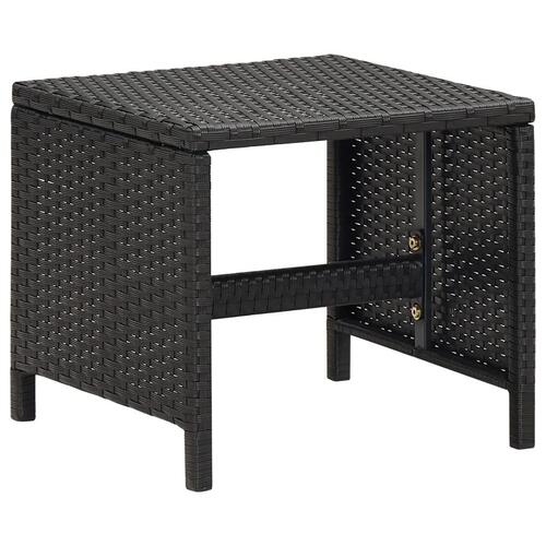 Havestol med skamler 4 dele polyrattan sort