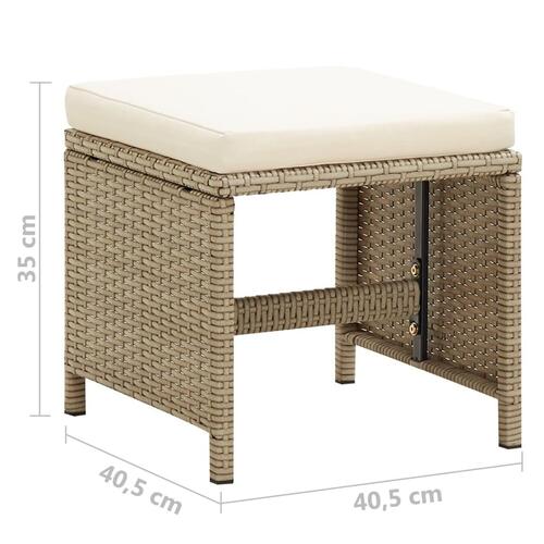 Haveskamler 4 stk. med hynder polyrattan beige