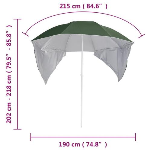 Strandparasol med sidevægge 215 cm grøn