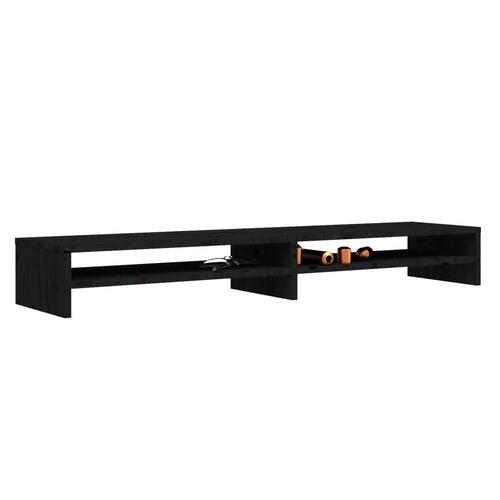 Skærmholder 100x24x13 cm massivt fyrretræ sort