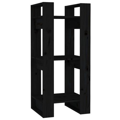Bogreol/rumdeler 41x35x91 cm massivt fyrretræ sort