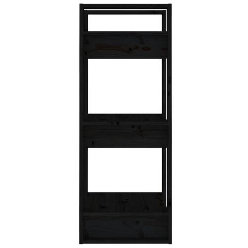 Bogreol/rumdeler 41x35x91 cm massivt fyrretræ sort