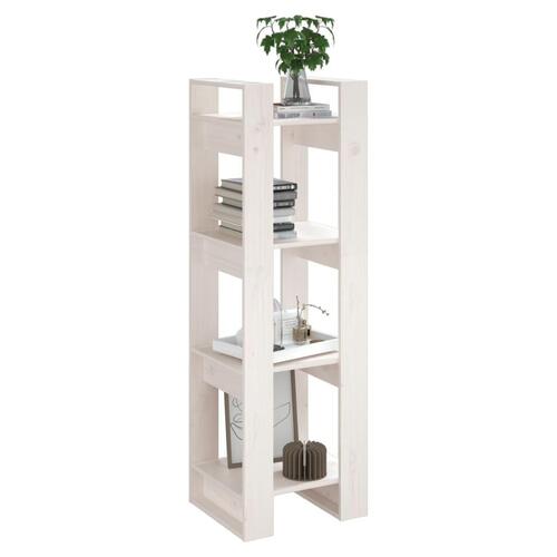 Bogreol/rumdeler 41x35x125 cm massivt fyrretræ hvid