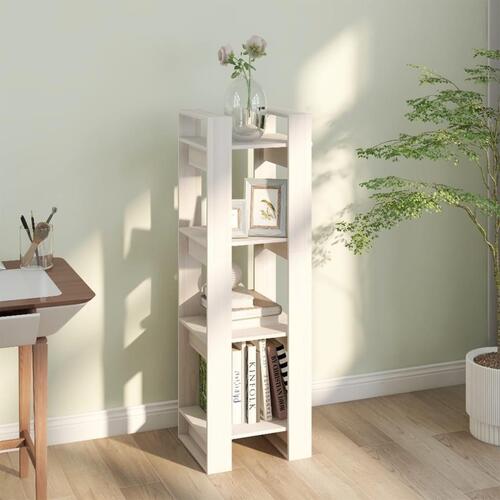 Bogreol/rumdeler 41x35x125 cm massivt fyrretræ hvid