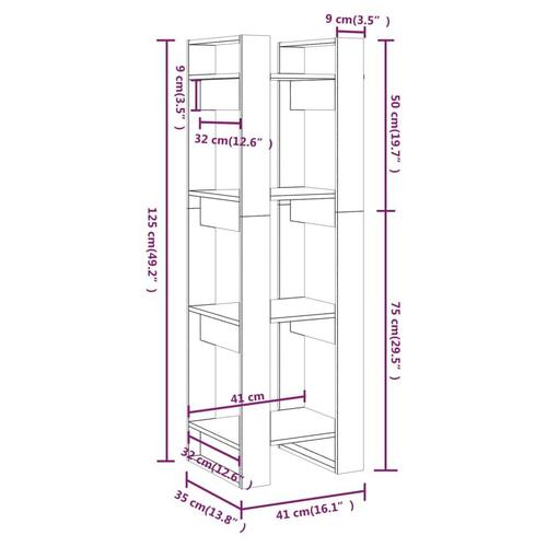 Bogreol/rumdeler 41x35x125 cm massivt fyrretræ hvid