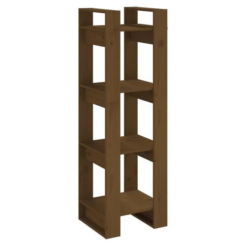 Bogreol/rumdeler 41x35x125 cm massivt fyrretræ gyldenbrun