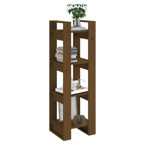 Bogreol/rumdeler 41x35x125 cm massivt fyrretræ gyldenbrun