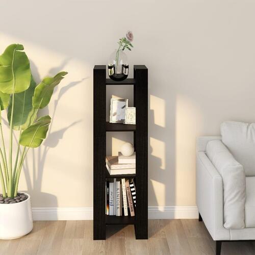 Bogreol/rumdeler 41x35x125 cm massivt fyrretræ sort