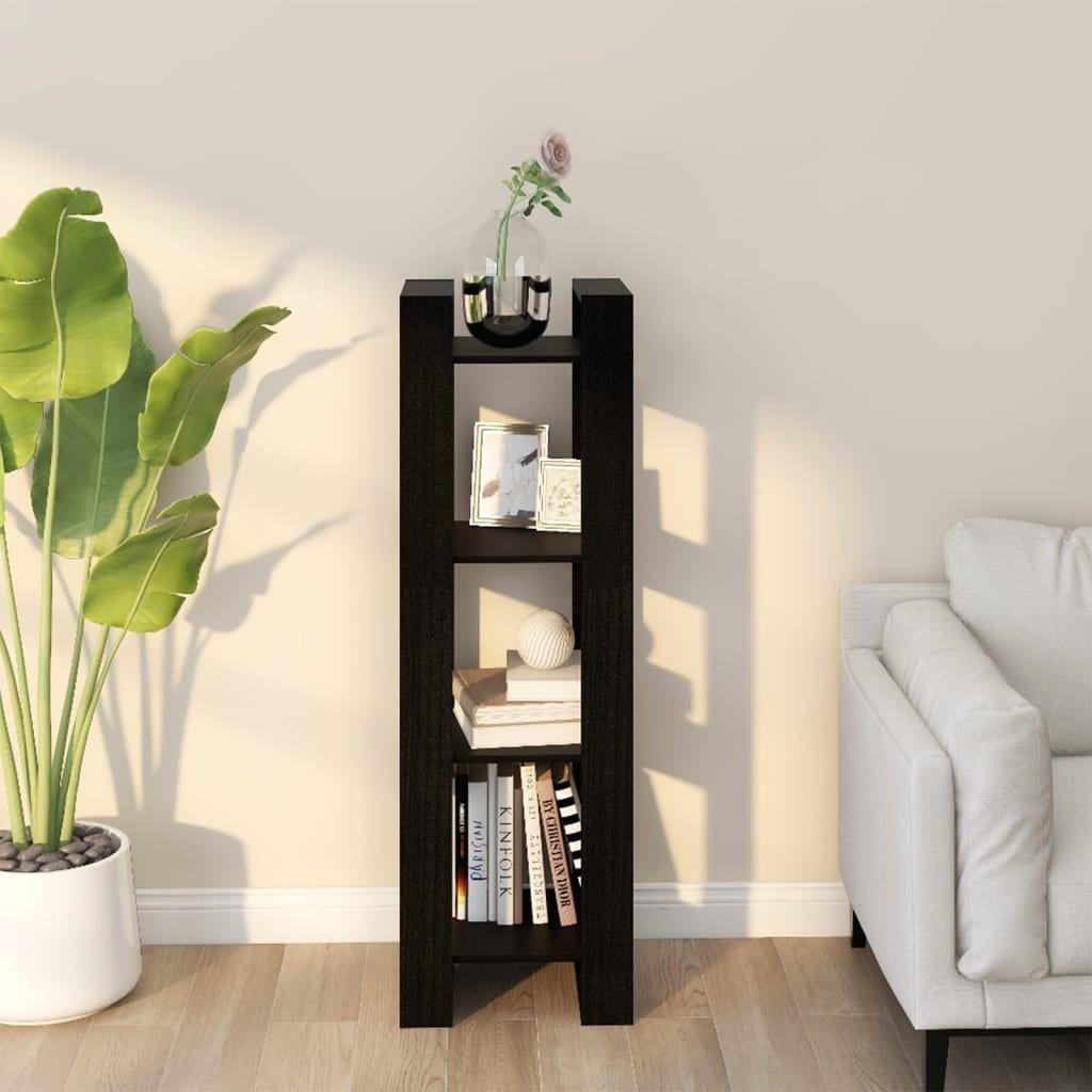 Bogreol/rumdeler 41x35x125 cm massivt fyrretræ sort