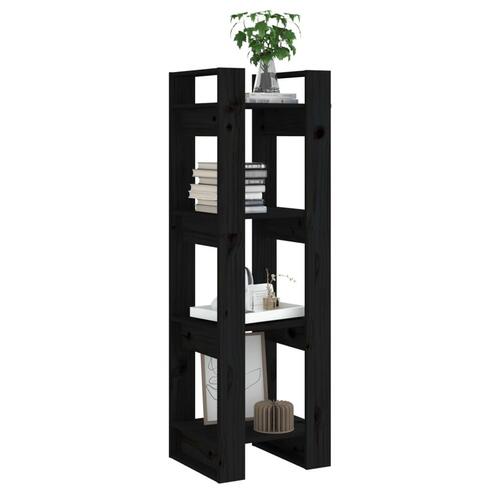 Bogreol/rumdeler 41x35x125 cm massivt fyrretræ sort