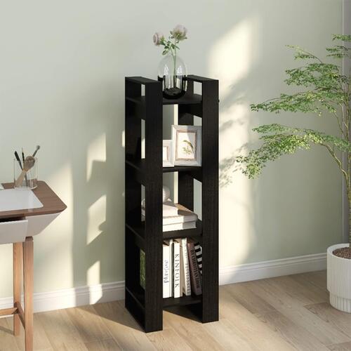 Bogreol/rumdeler 41x35x125 cm massivt fyrretræ sort