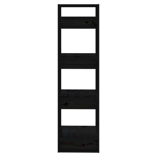Bogreol/rumdeler 41x35x125 cm massivt fyrretræ sort