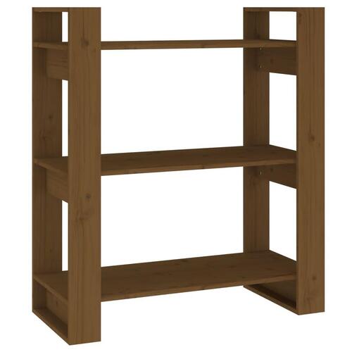 Bogreol/rumdeler 80x35x91 cm massivt fyrretræ gyldenbrun