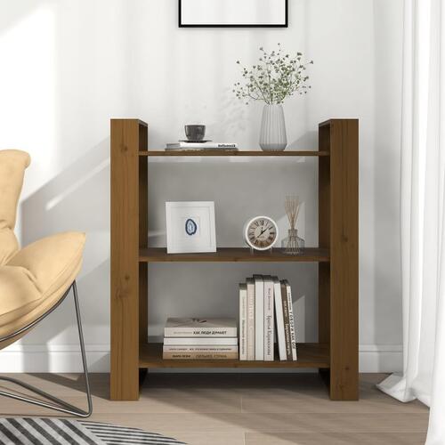 Bogreol/rumdeler 80x35x91 cm massivt fyrretræ gyldenbrun