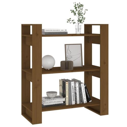 Bogreol/rumdeler 80x35x91 cm massivt fyrretræ gyldenbrun