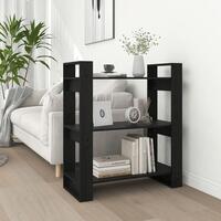 Bogreol/rumdeler 80x35x91 cm massivt fyrretræ sort