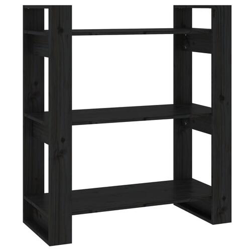 Bogreol/rumdeler 80x35x91 cm massivt fyrretræ sort