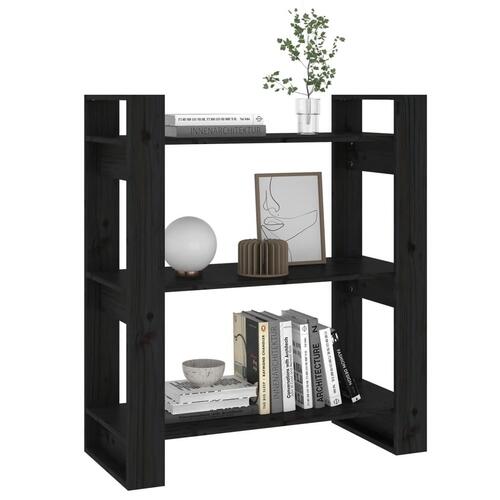 Bogreol/rumdeler 80x35x91 cm massivt fyrretræ sort