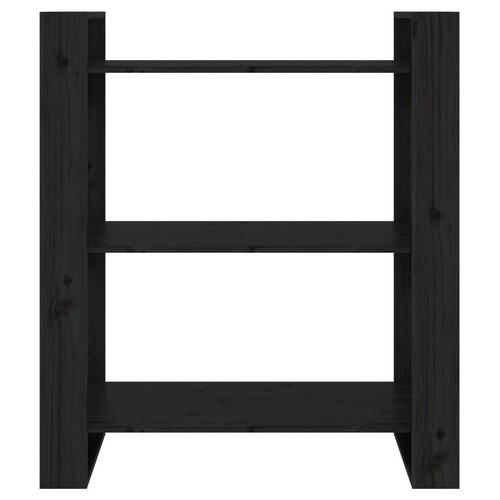 Bogreol/rumdeler 80x35x91 cm massivt fyrretræ sort