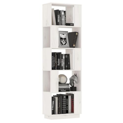 Bogreol/rumdeler 51x25x163,5 cm massivt fyrretræ hvid