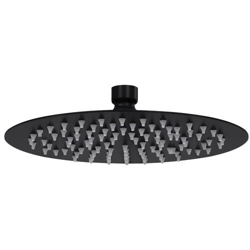 Regnbrusehoved 20 cm rund rustfrit stål sort