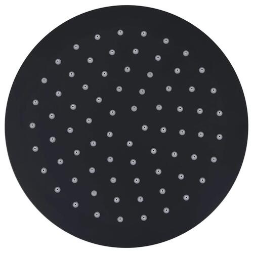 Regnbrusehoved 20 cm rund rustfrit stål sort