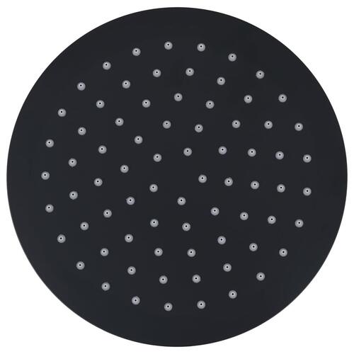 Regnbrusehoved 20 cm rund rustfrit stål sort