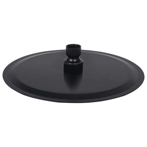 Regnbrusehoved 20 cm rund rustfrit stål sort