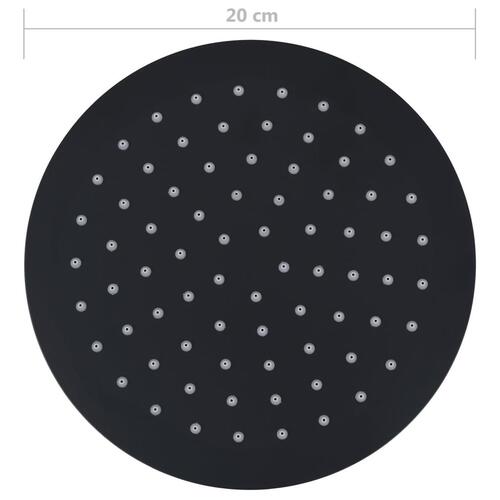 Regnbrusehoved 20 cm rund rustfrit stål sort