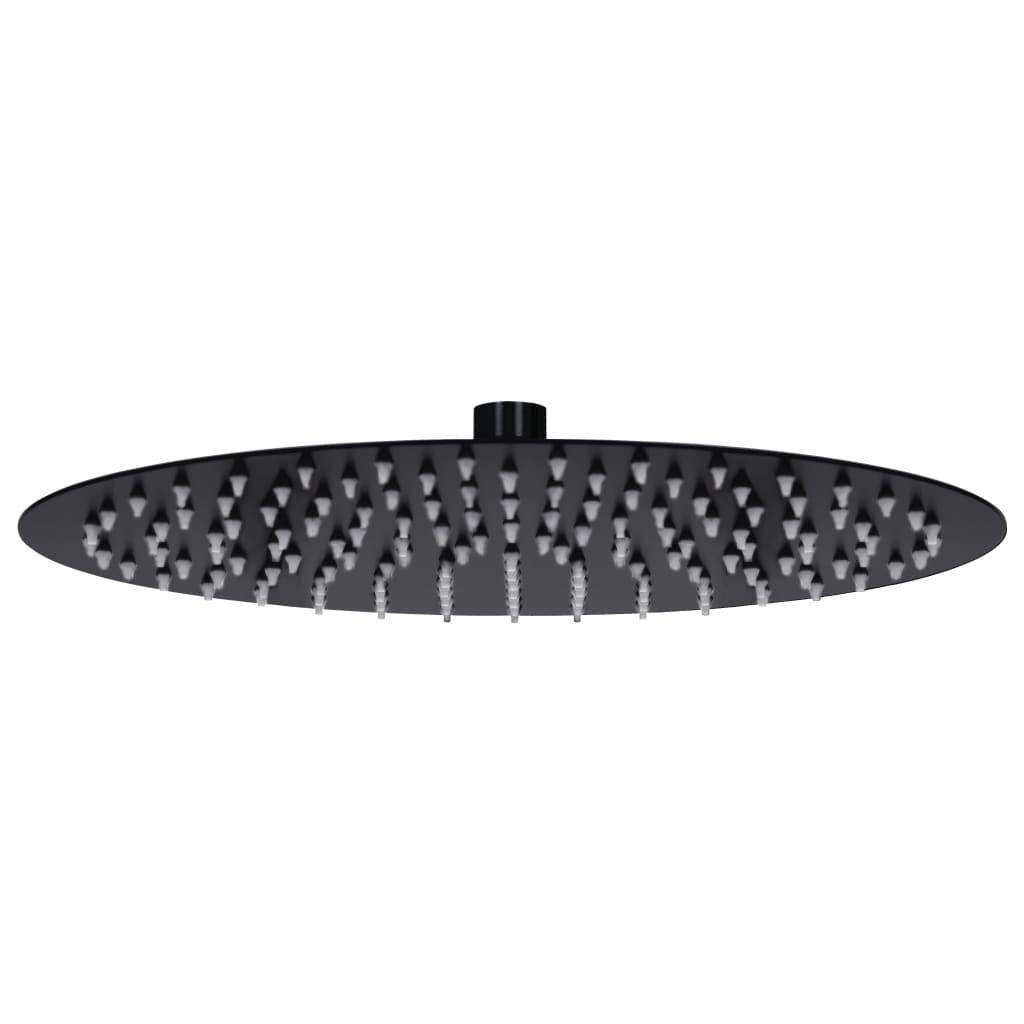 Regnbrusehoved rustfrit stål 30 cm rund sort