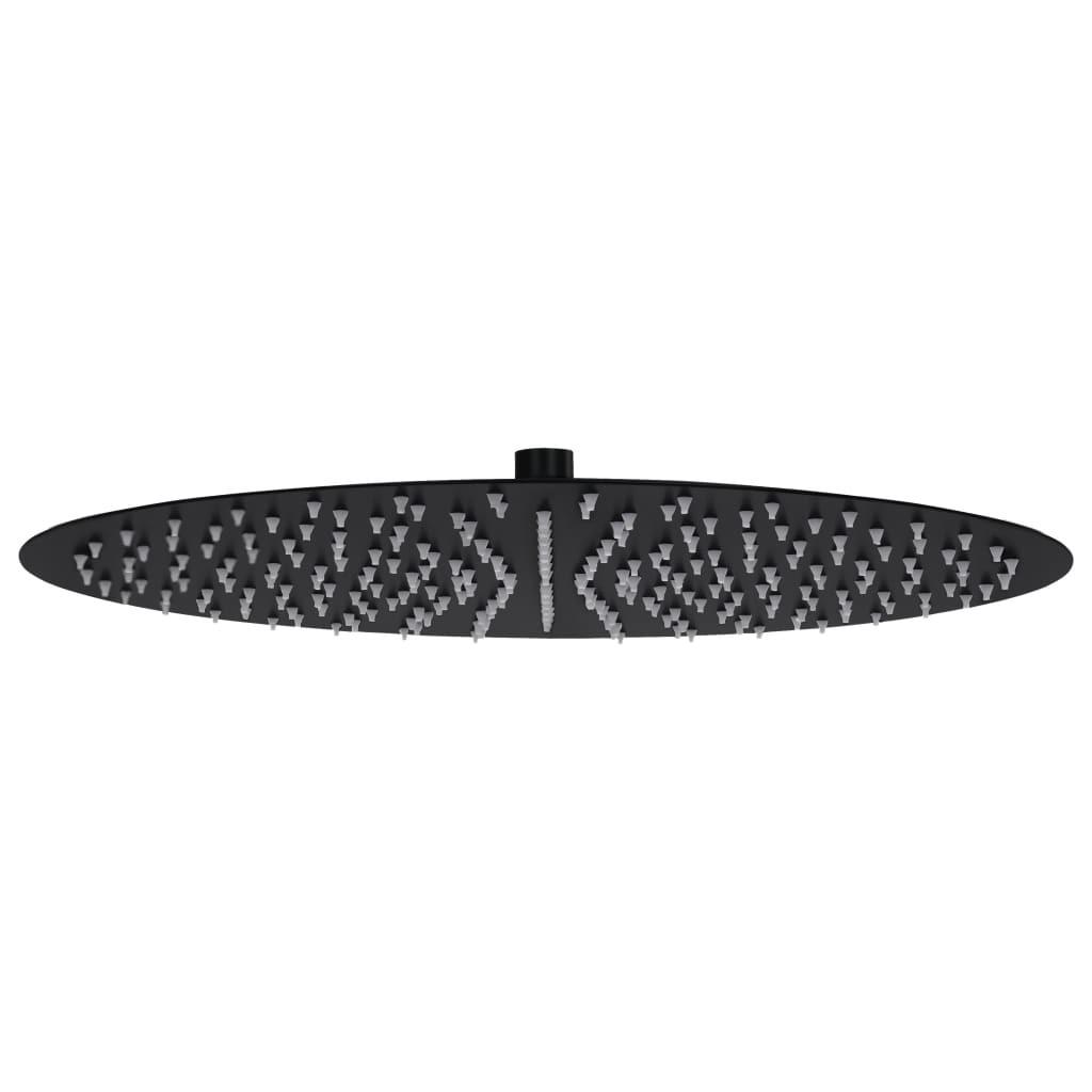 Regnbrusehoved rustfrit stål 40 cm rund sort