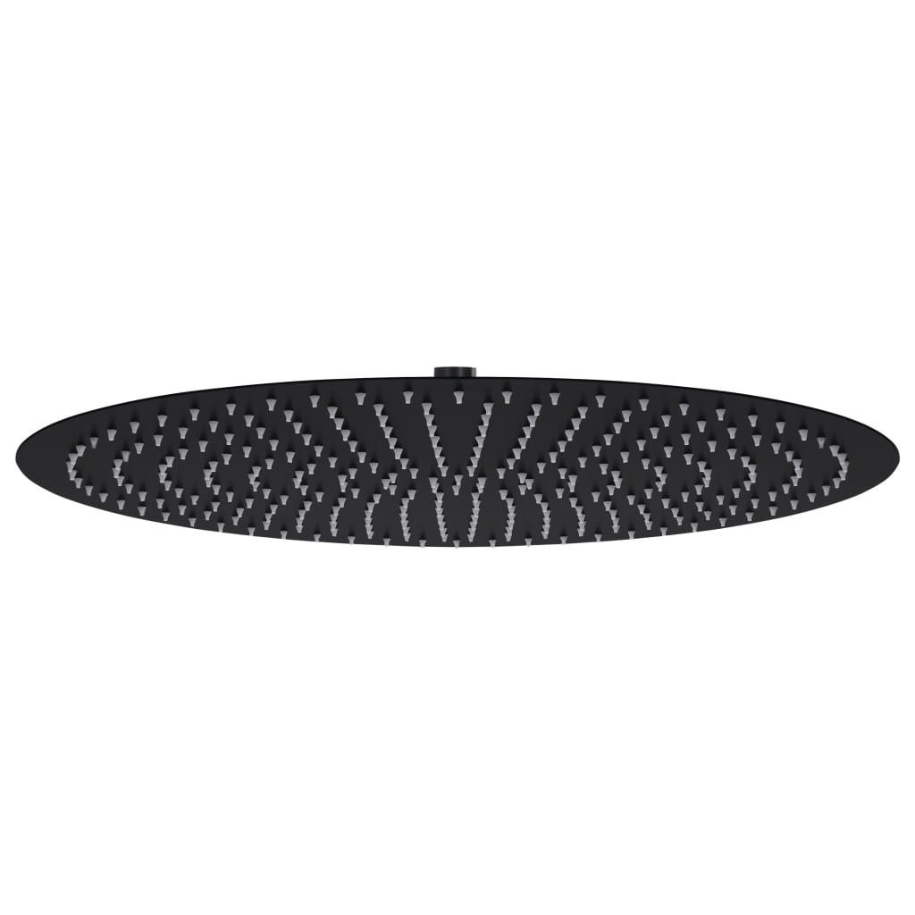 Regnbrusehoved 50 cm rustfrit stål rund sort